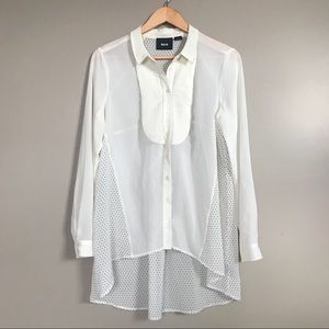 ANTHROPOLOGIE Maeve • sheer button down tuxedo top